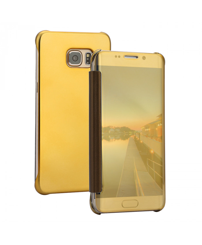  TOROTON Samsung View Mirror Folio Flip Case Cover for Samsung Galaxy S7 Edge Gold